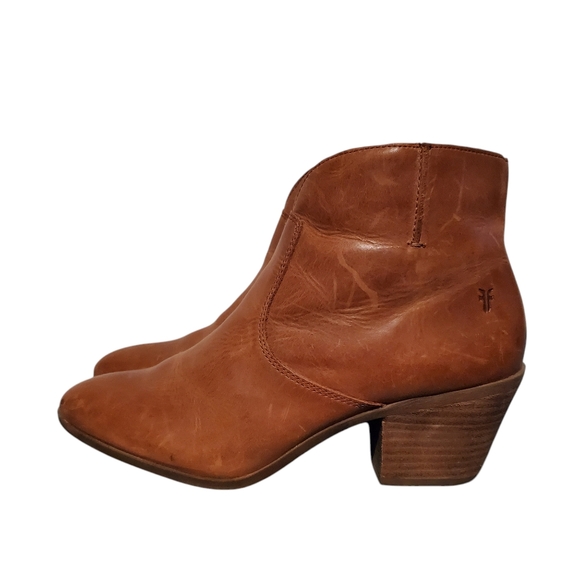 Frye Brown Leather Side-Zip Riding Ankle Booties Boots Women's Size 8.5M - Picture 1 of 15